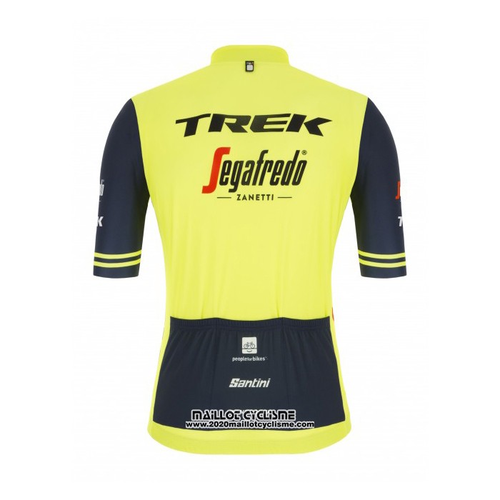 2021 Maillot Cyclisme Trek Segafredo Jaune Profond Bleu Manches Courtes et Cuissard